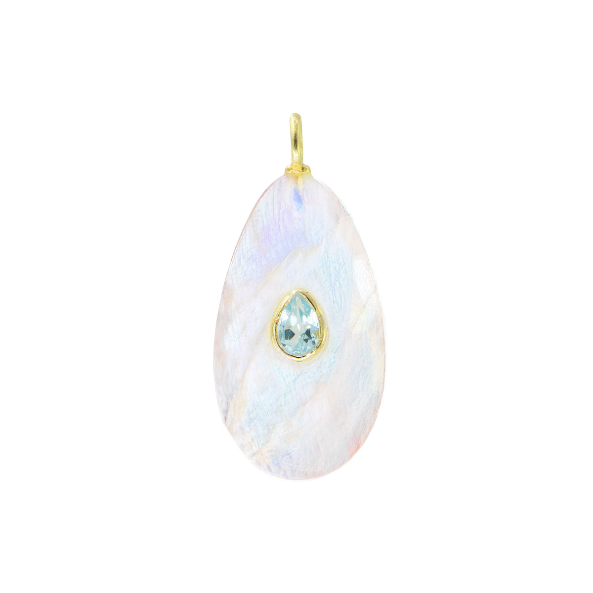 Moonstone Gemstone Pendant With Topaz large Pear
