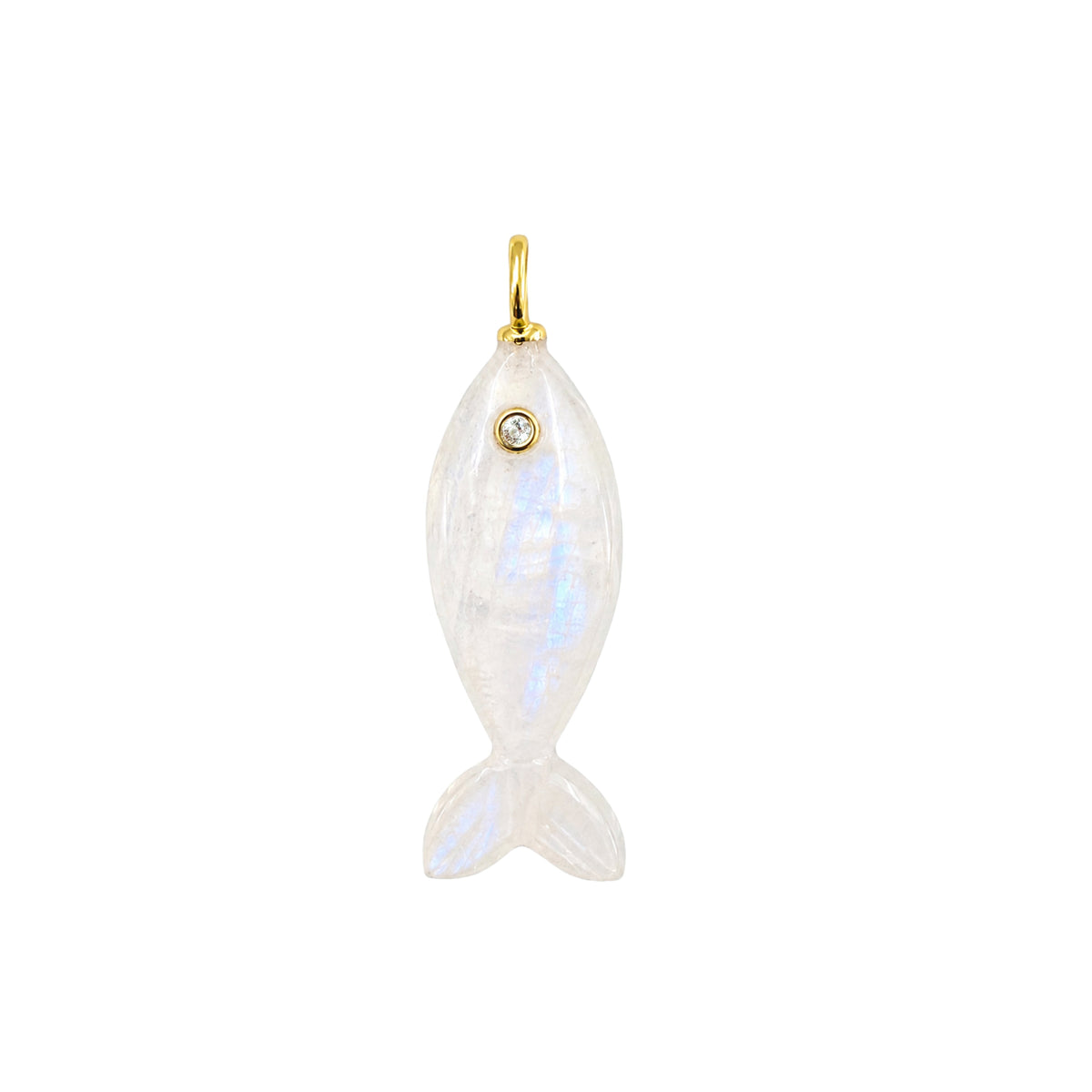 Mini Fish Gemstone Pendant With Topaz Moonstone