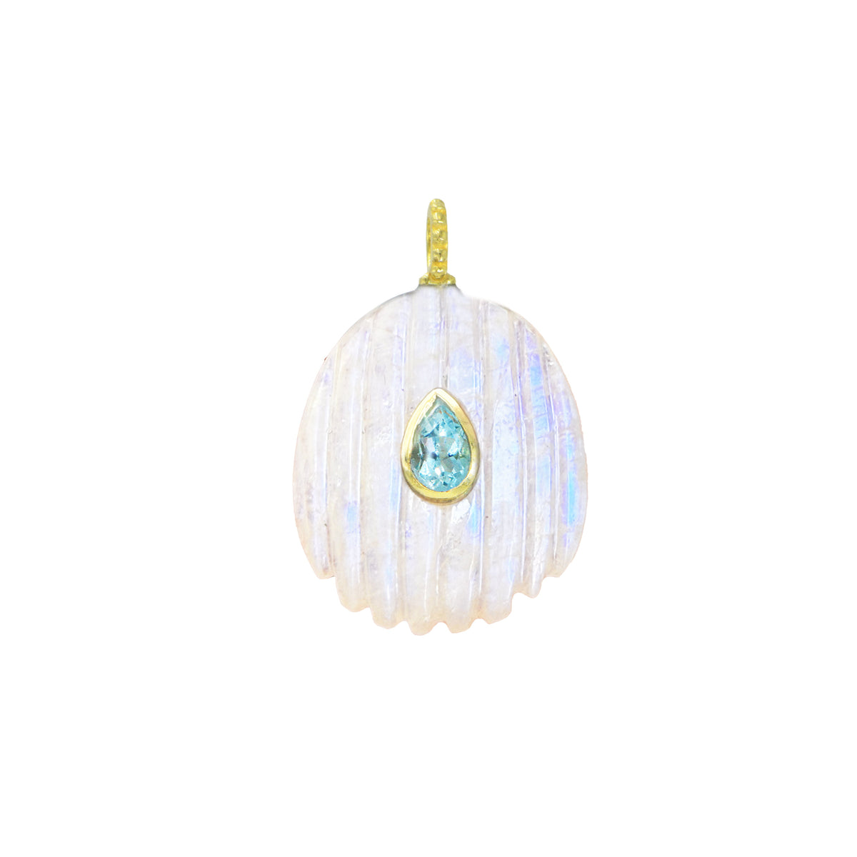 Moonstone Gemstone Pendant With Topaz Shell