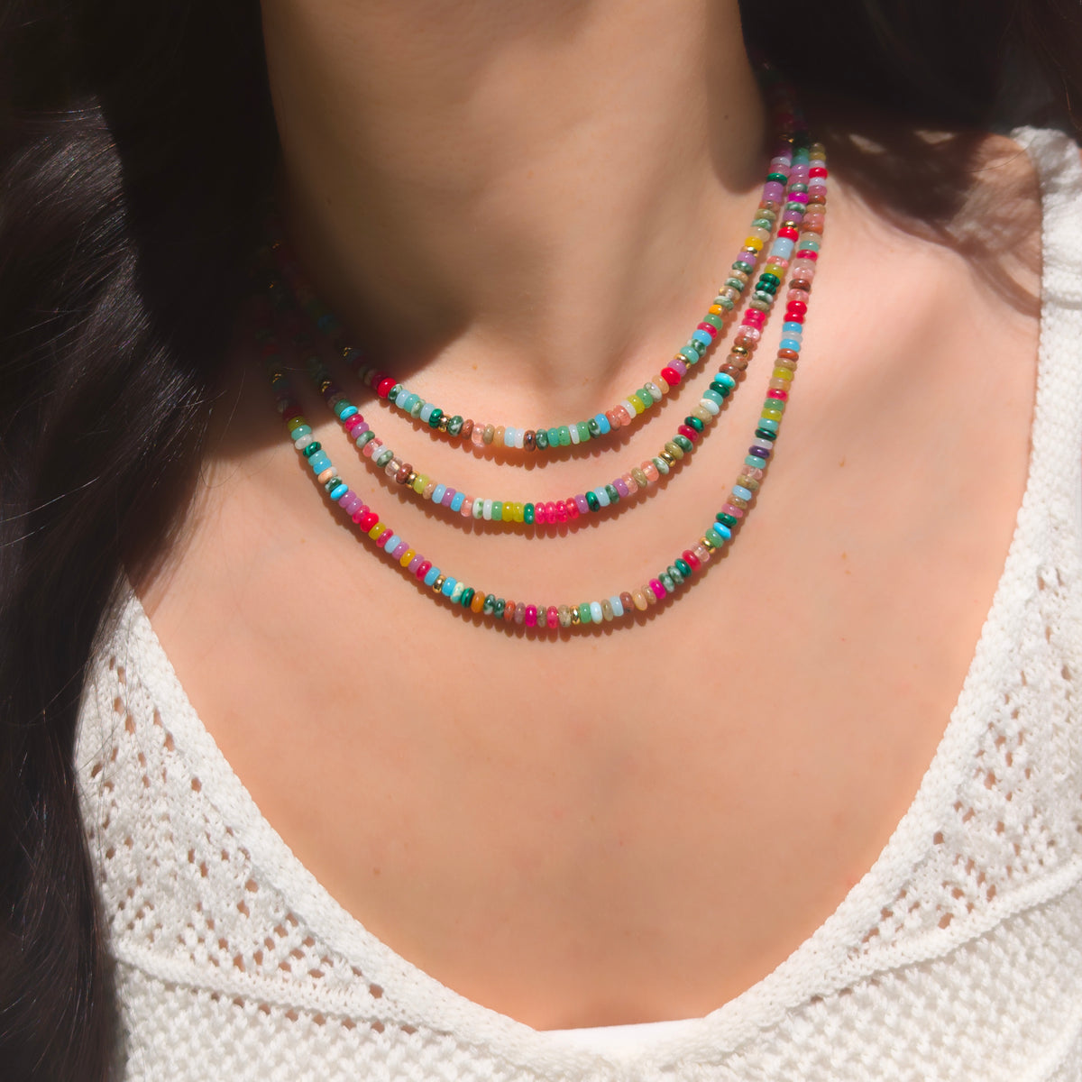 Charis Medium Gemstone Necklace multicolored