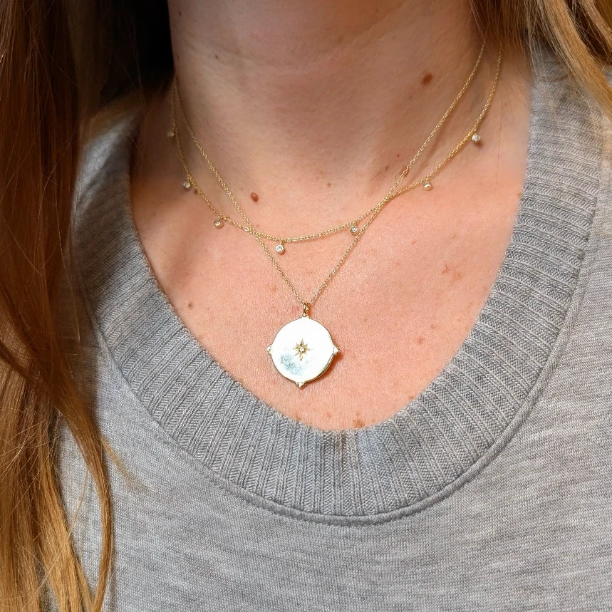 Compass and Opal Medallion Necklace