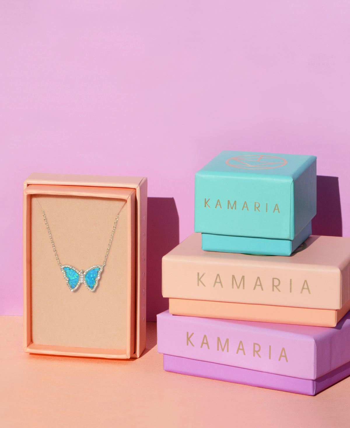 Opal Butterfly Necklace With Crystals