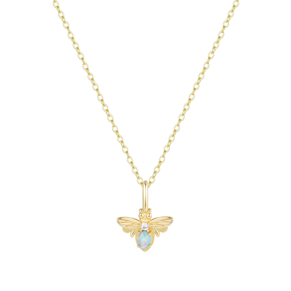 opal bee charm necklace