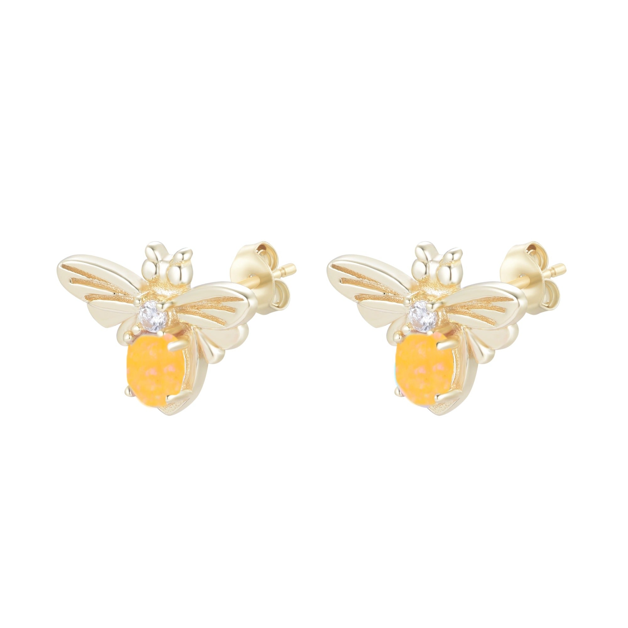 opal bee stud earrings tangerine