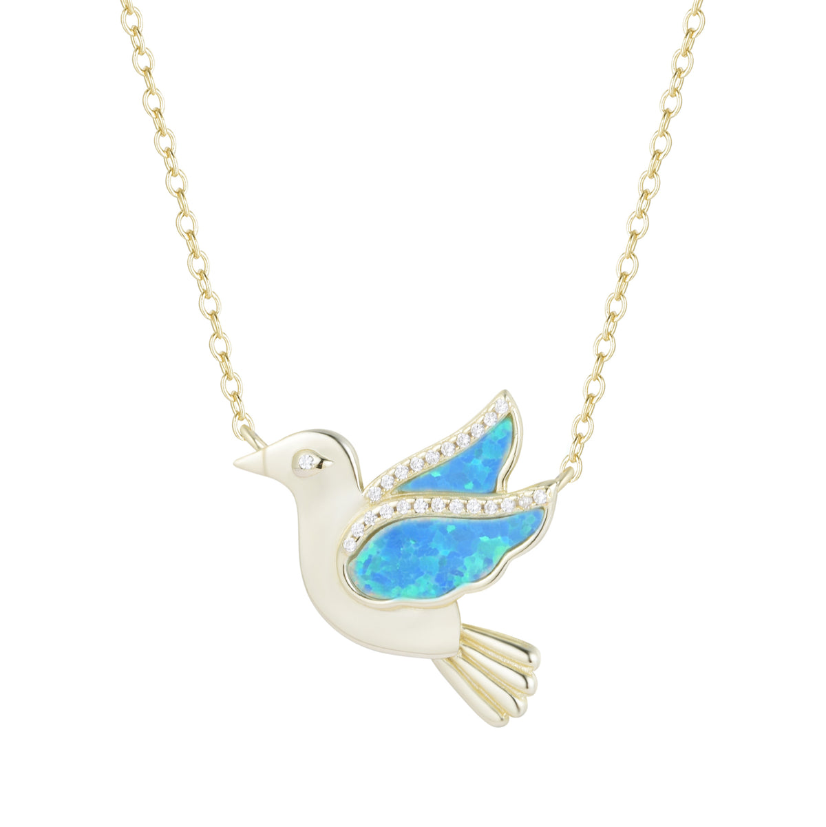 opal bird necklace with crystals blue green opal