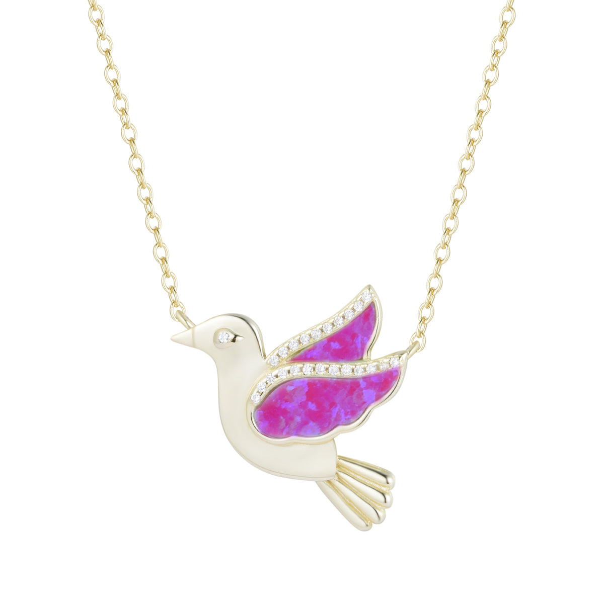opal bird necklace with crystals fuchsia opal