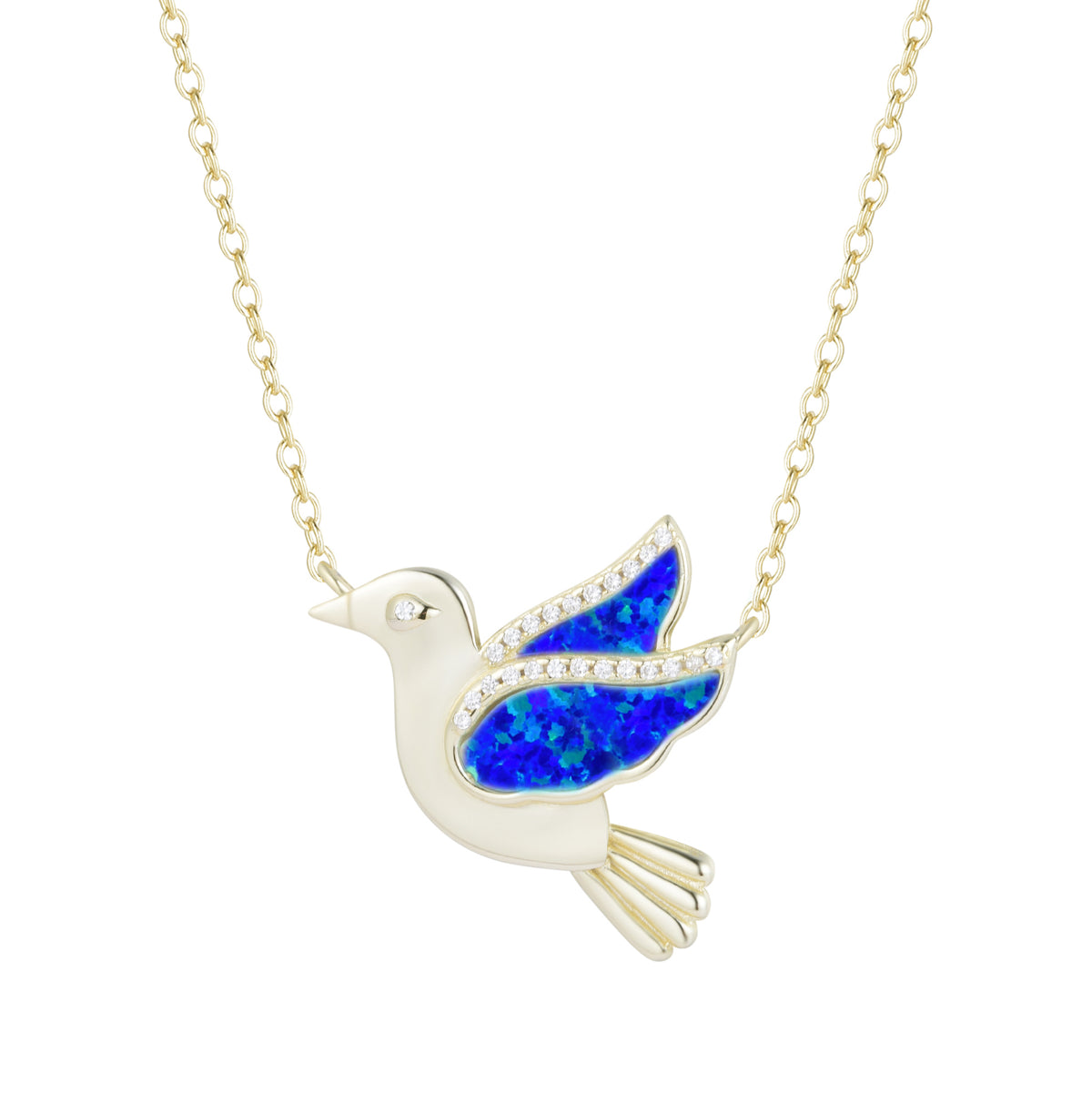 opal bird necklace with crystals indigo opal