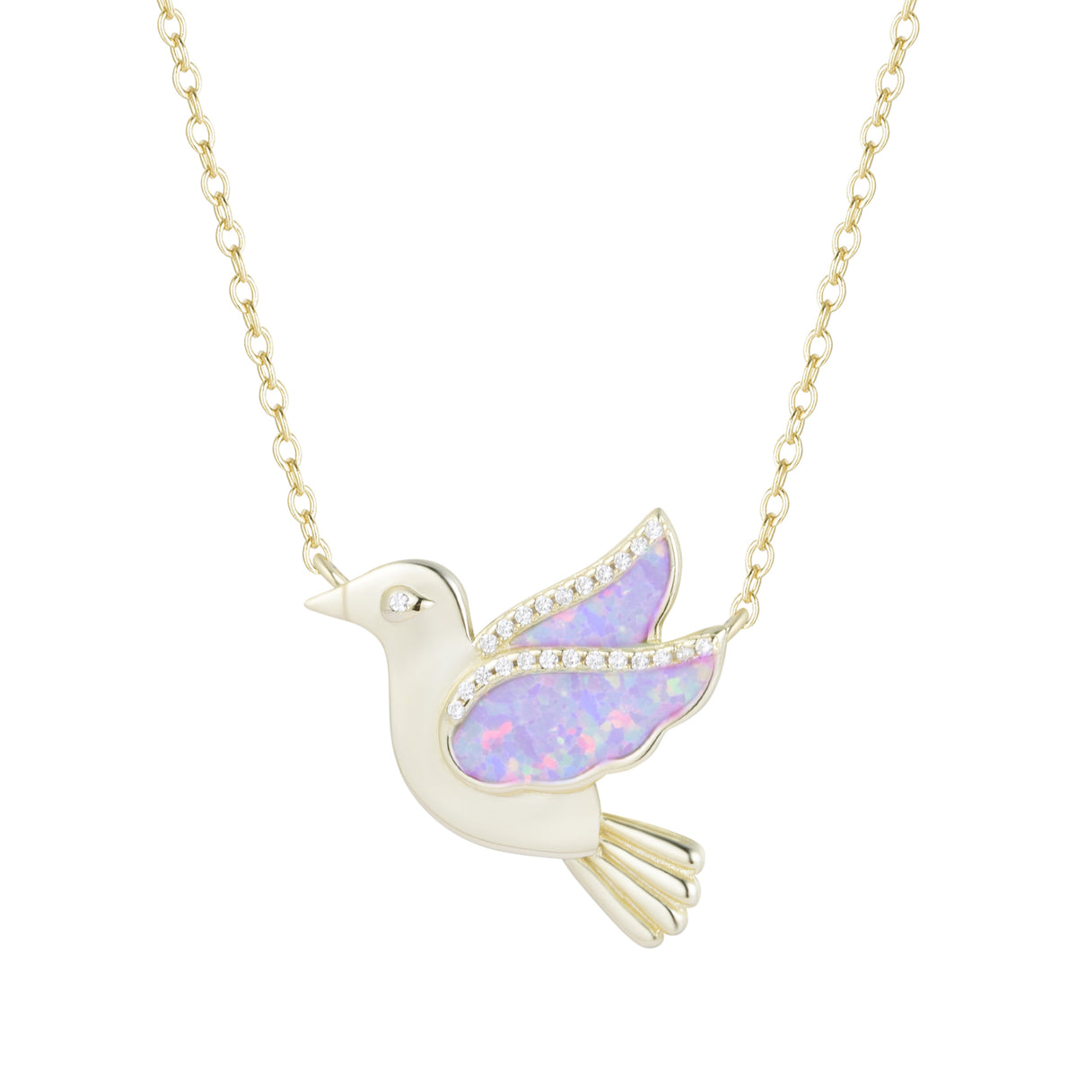 opal bird necklace with crystals lavender opal