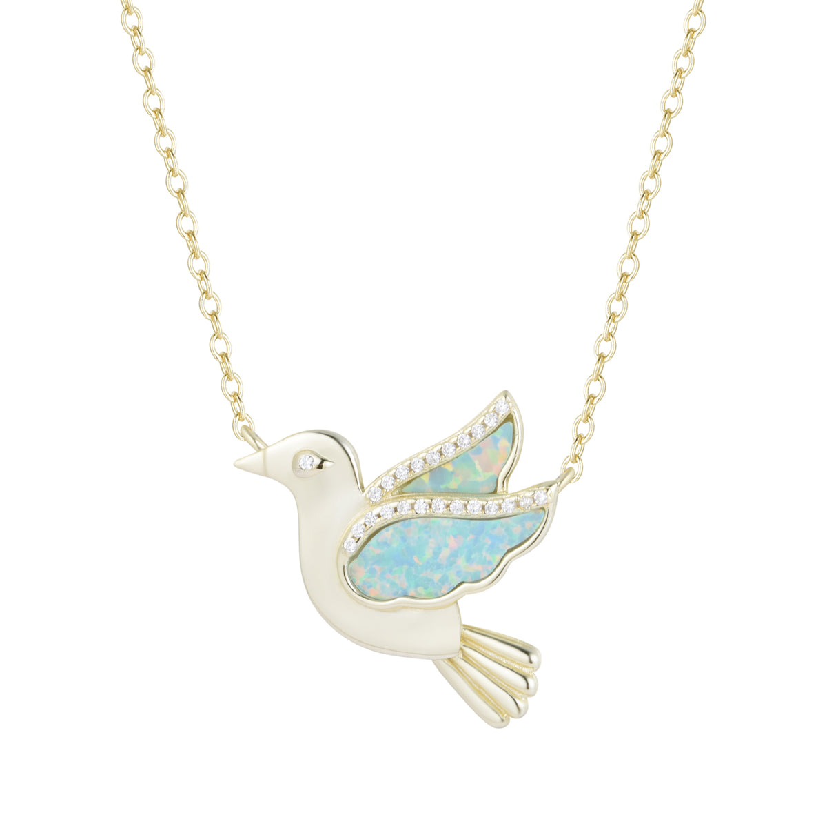 opal bird necklace with crystals light green opal