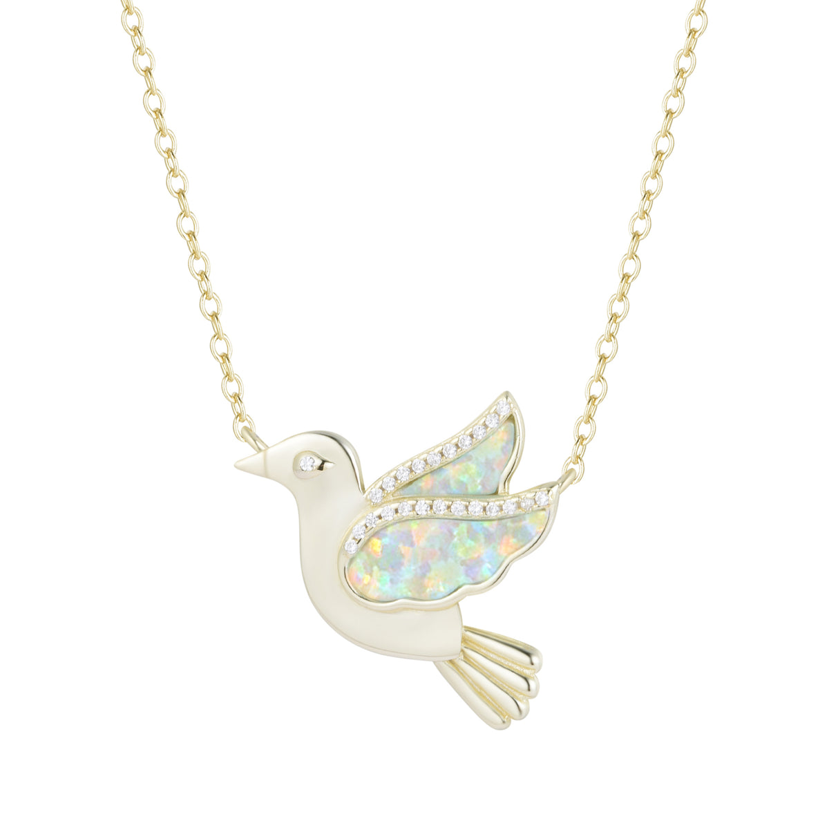 opal bird necklace with crystals white opal