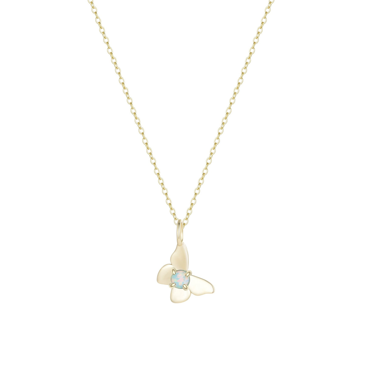 Opal Butterfly Charm Necklace