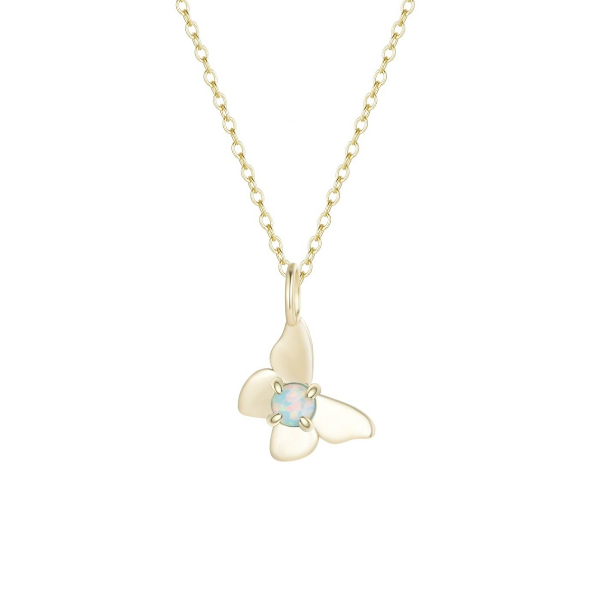 Opal Butterfly Charm Necklace