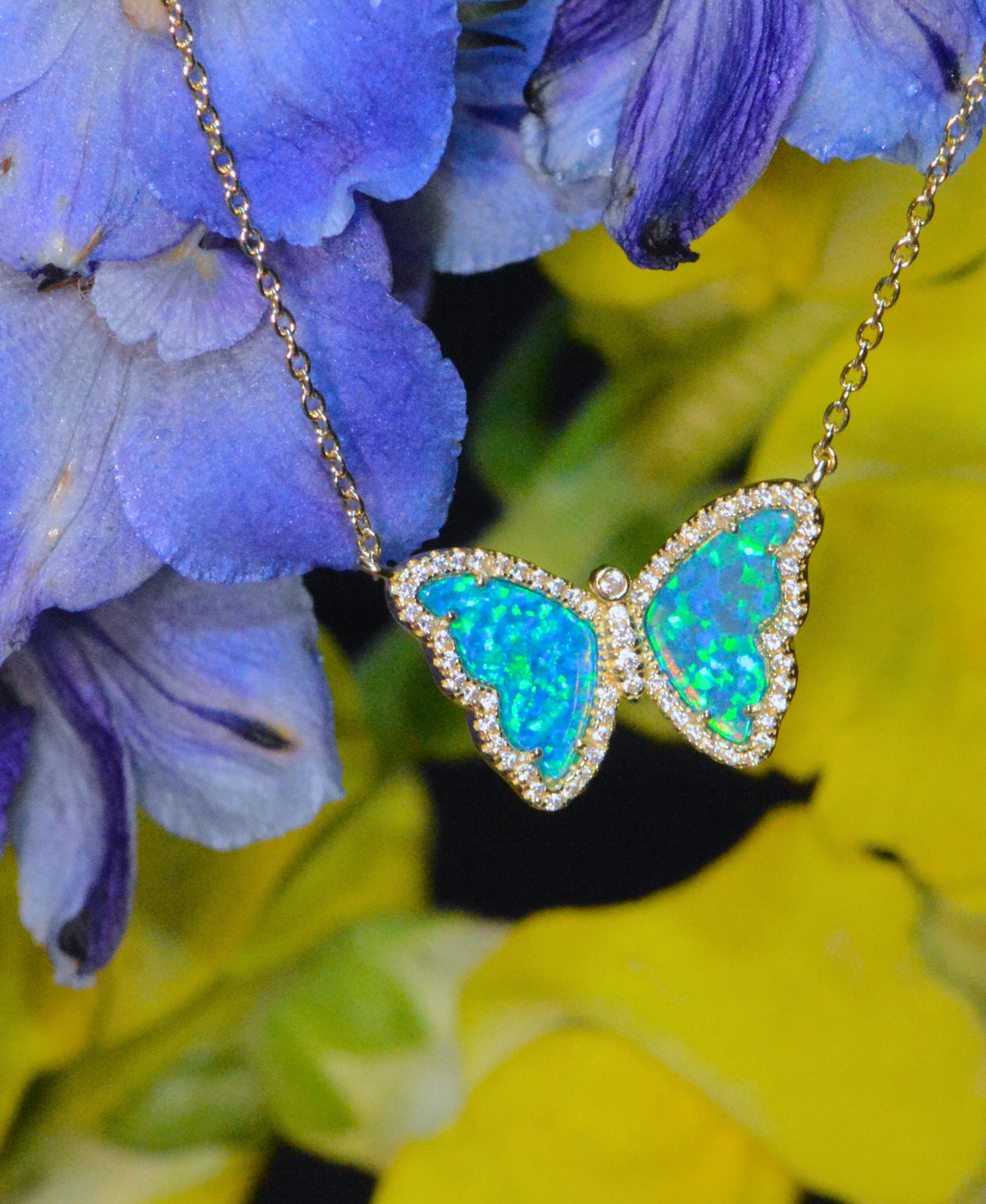 Gift Set | Opal Butterfly Necklace With Opal Butterfly Stud Earrings