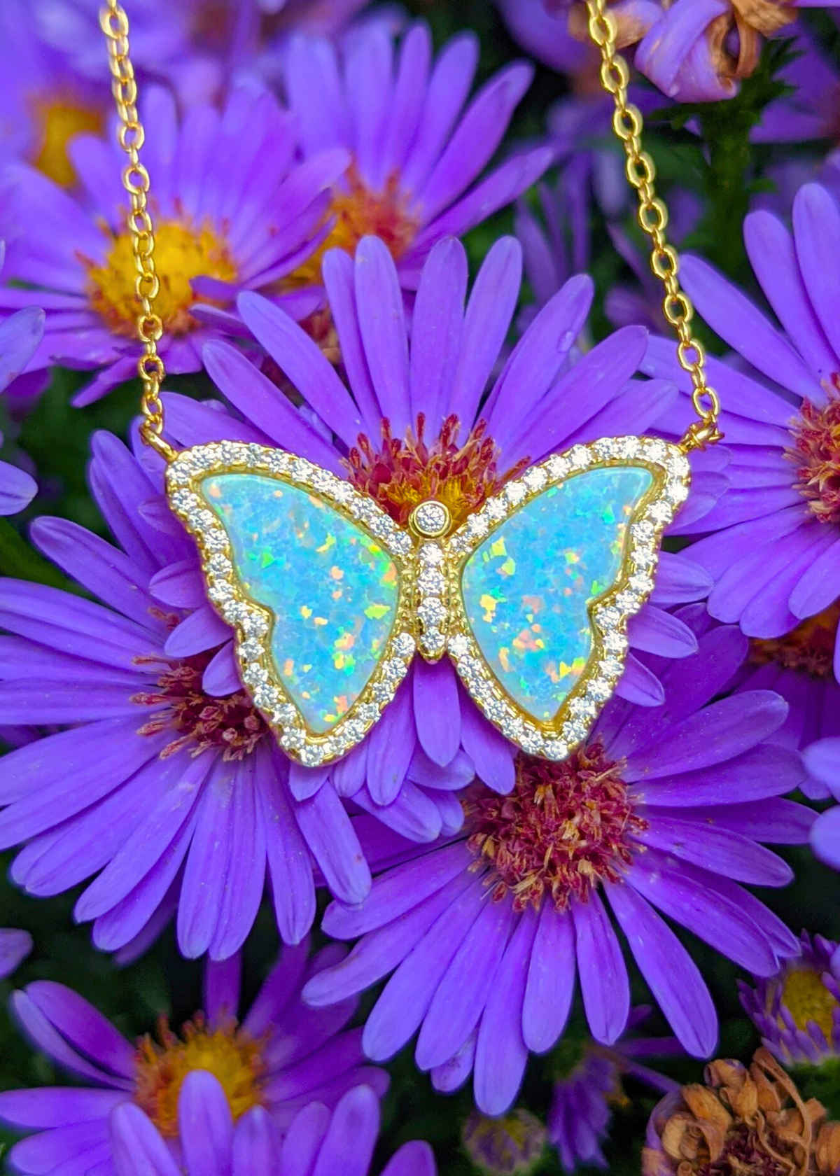 Gift Set | Opal Butterfly Necklace With Opal Butterfly Stud Earrings