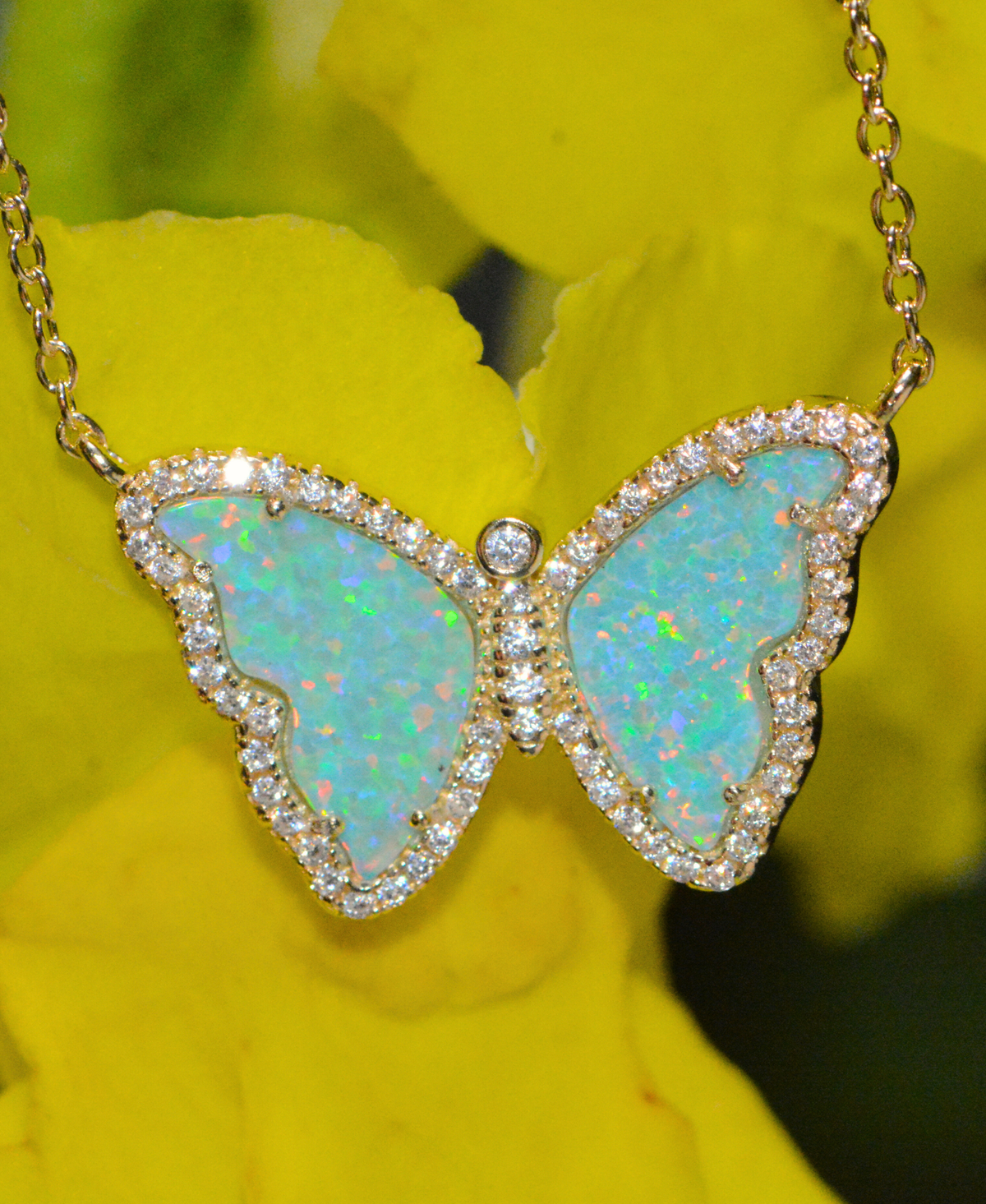 Gift Set | Opal Butterfly Necklace With Opal Butterfly Stud Earrings