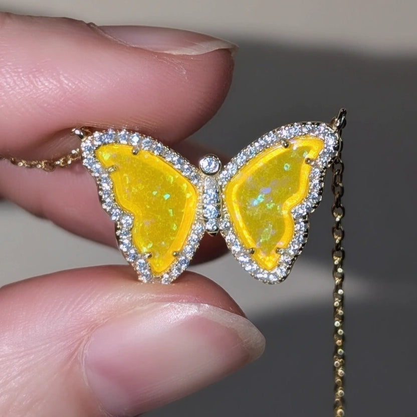 Gift Set | Opal Butterfly Necklace With Opal Butterfly Stud Earrings