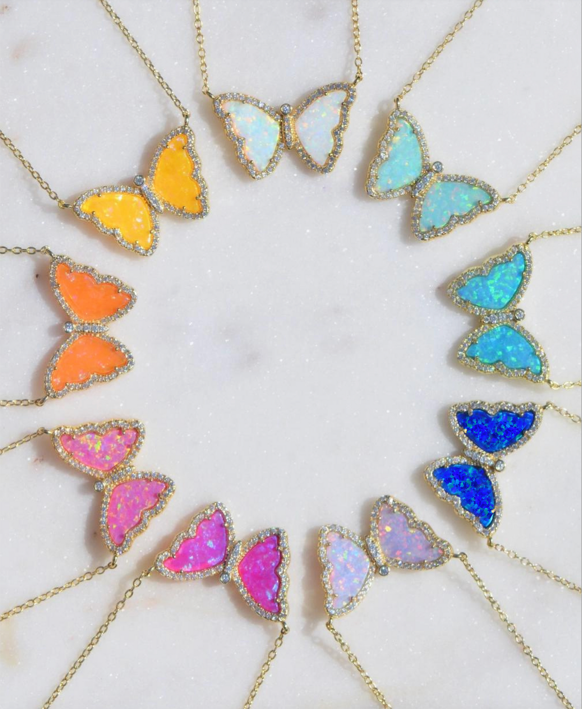 Gift Set | Opal Butterfly Necklace With Opal Butterfly Stud Earrings