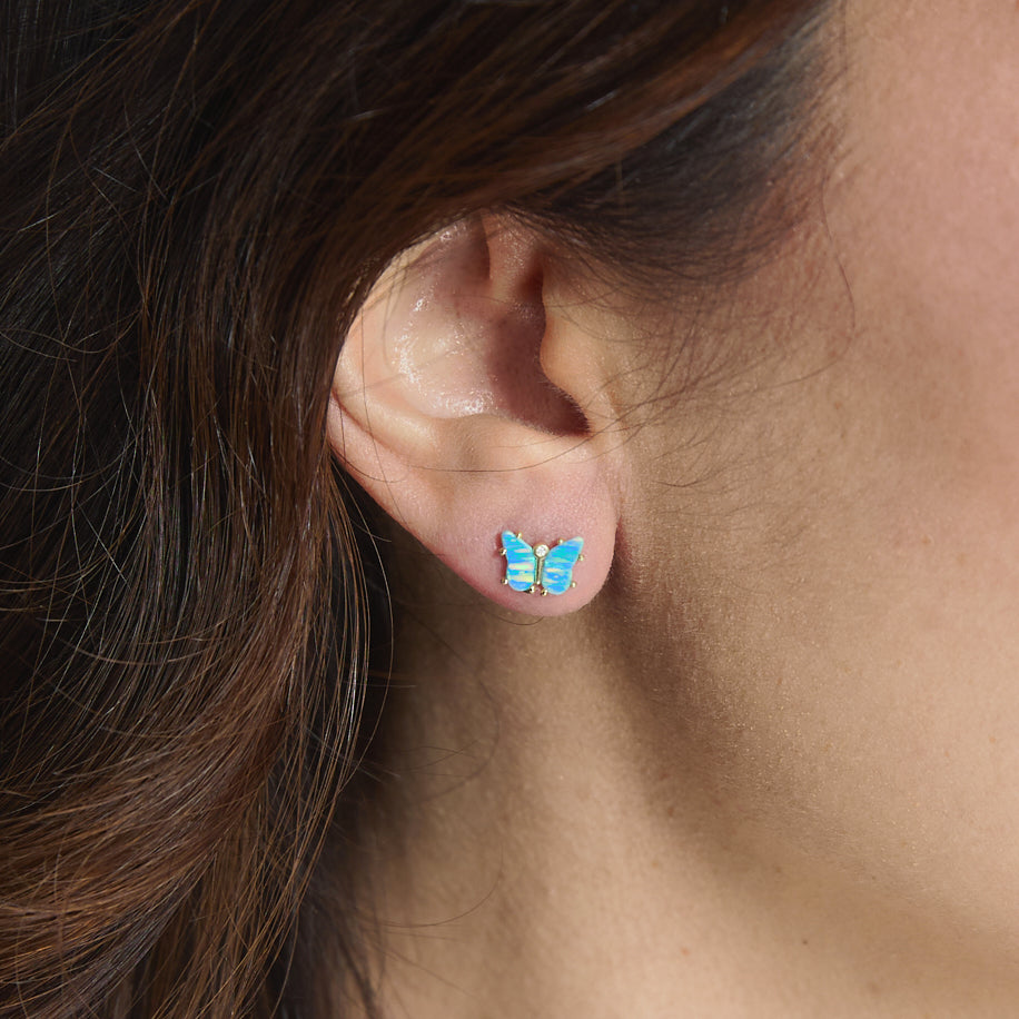 Opal Butterfly Stud Earrings