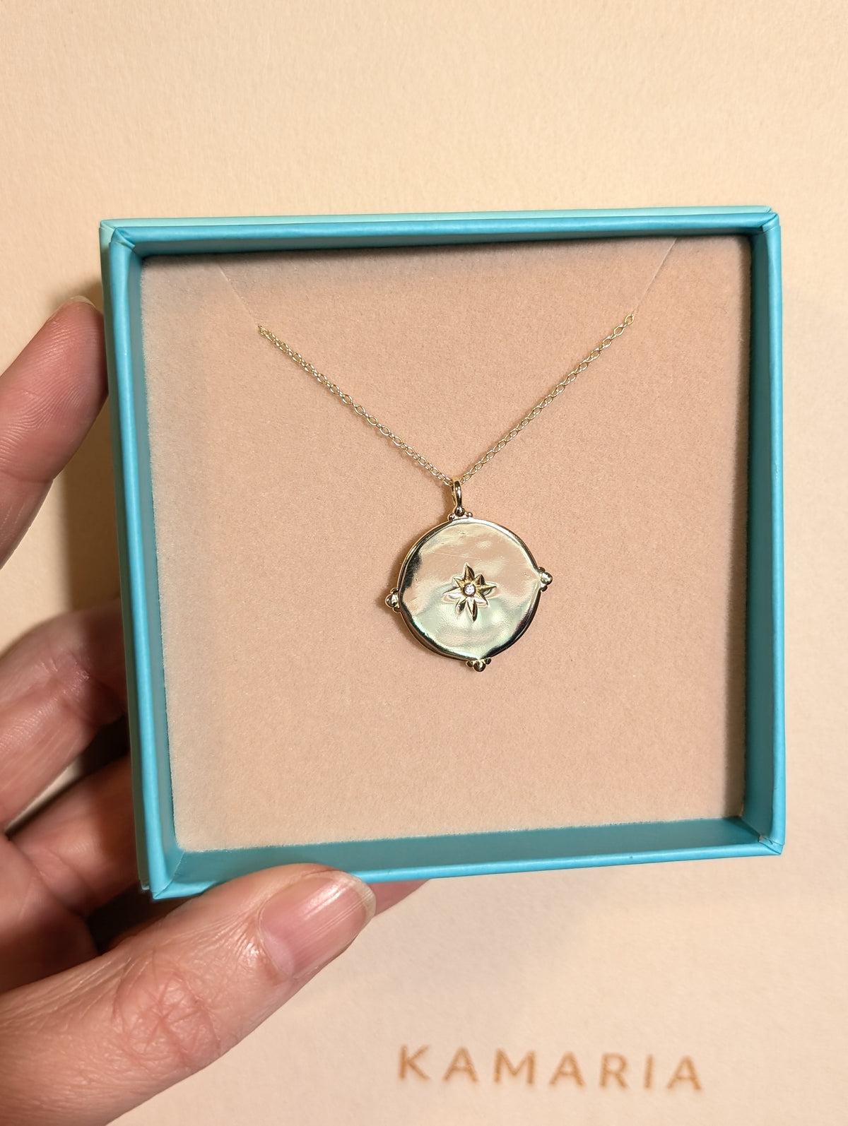 Compass and Opal Medallion Necklace