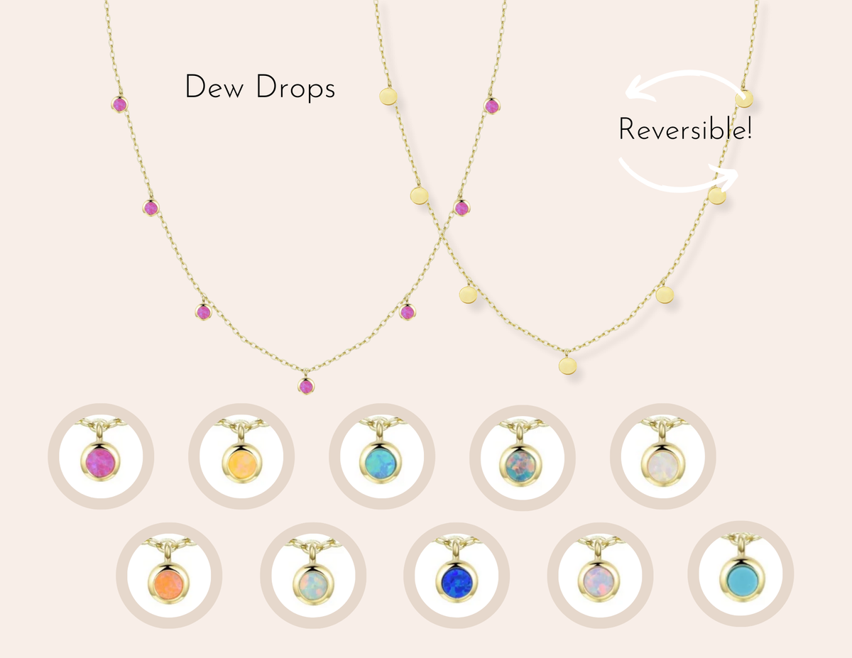 Opal Dew Drops Reversible Layering Necklace