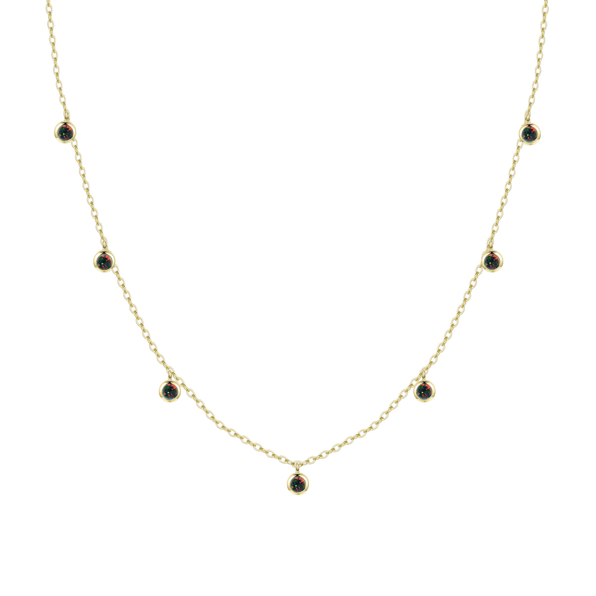 Opal Dew Drops Reversible Layering Necklace Black Gold