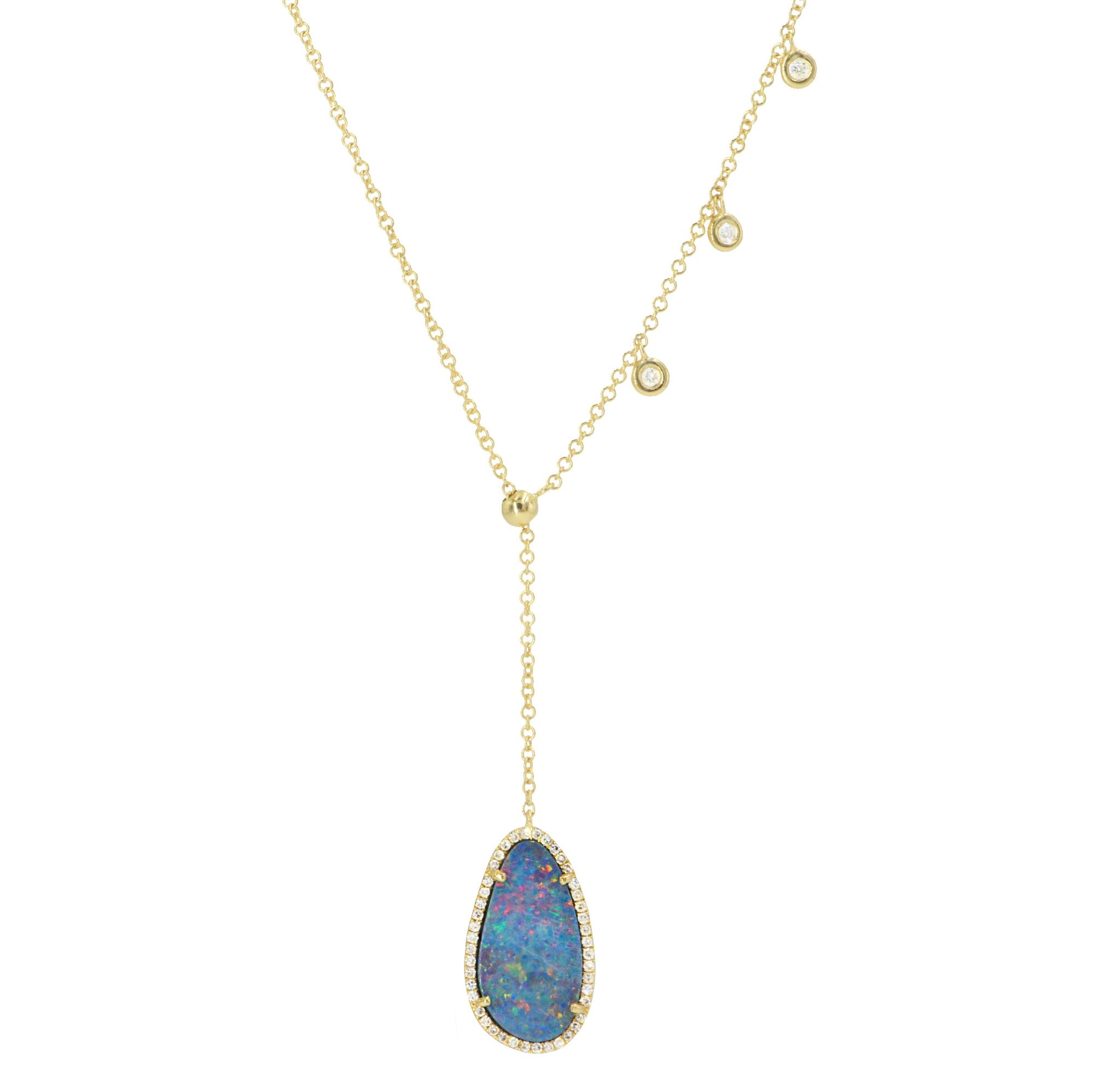 opal double slider necklace with diamonds