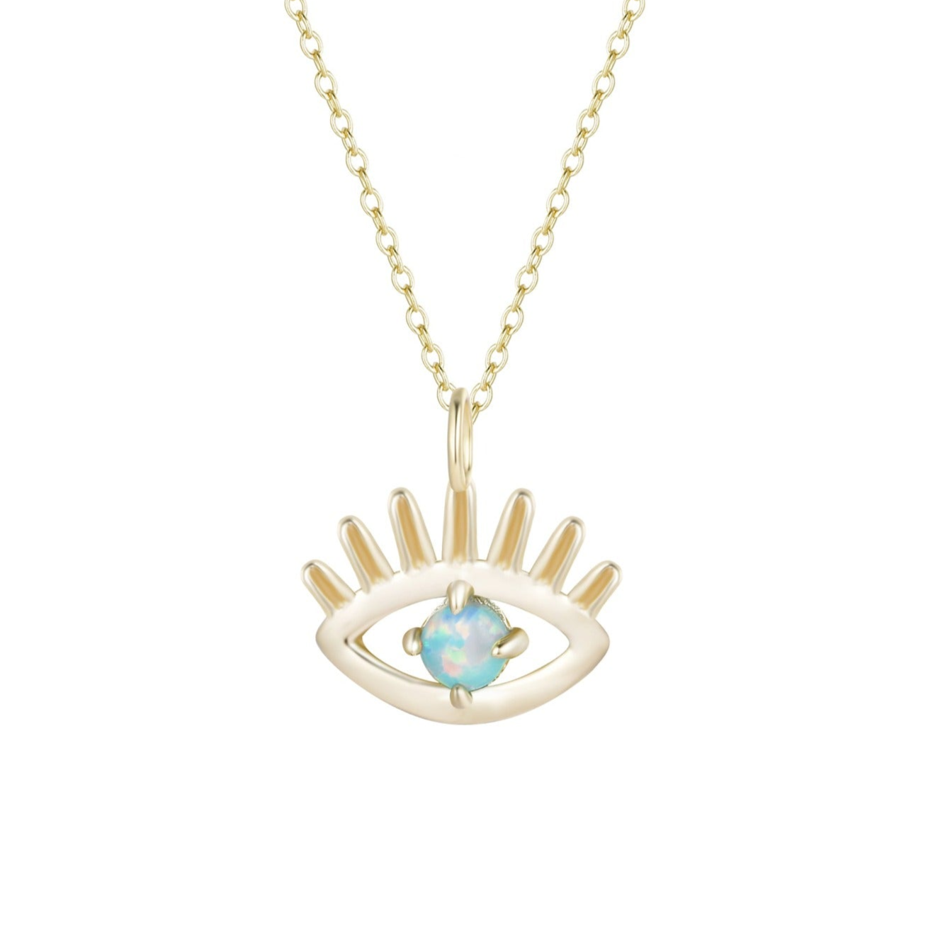 Opal Evil Eye Charm Necklace