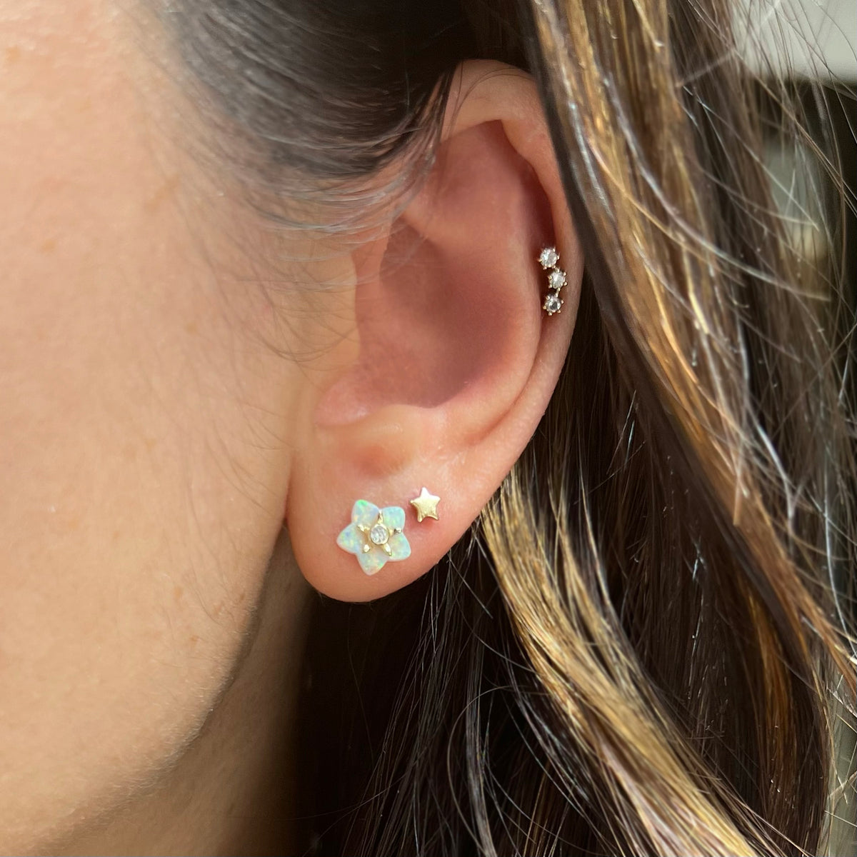 opal flower carved stud earring lifestyle