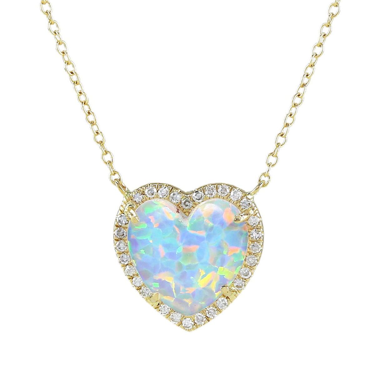 Opal Heart Diamond Necklace