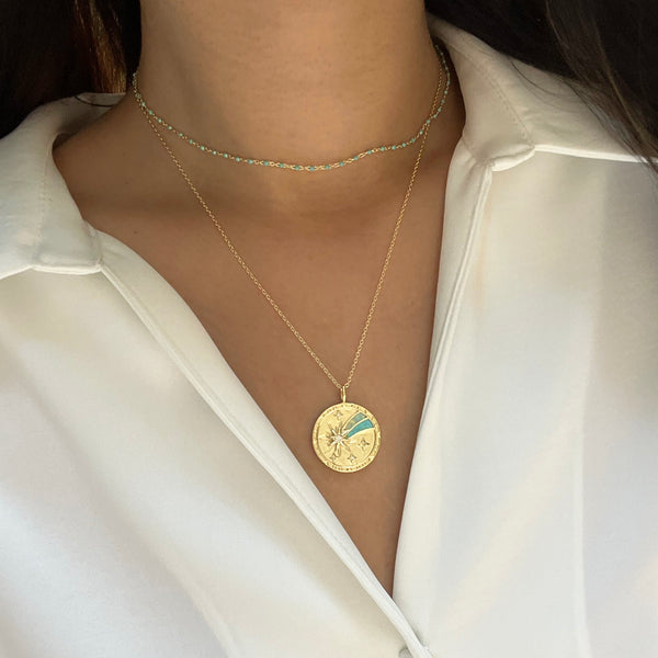 Opal Shooting Star Wish Medallion Necklace - KAMARIA Opal Shooting Star Wish Medallion Necklace - KAMARIA