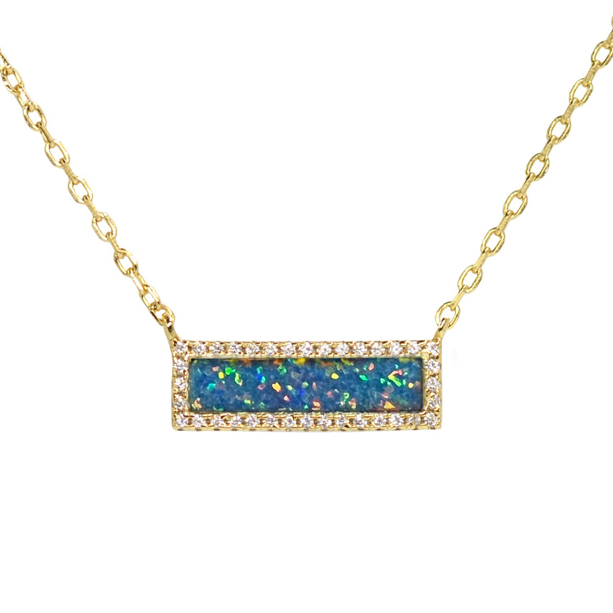 Reflection Opal Bar Necklace black opal