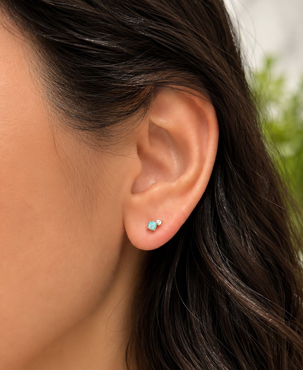 Opal and Crystal Seed Stud Earrings