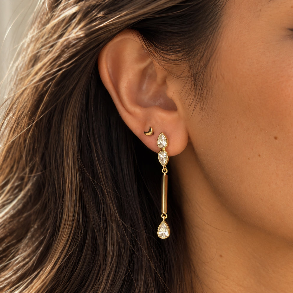 Modern Bar and Pear Drop Earrings