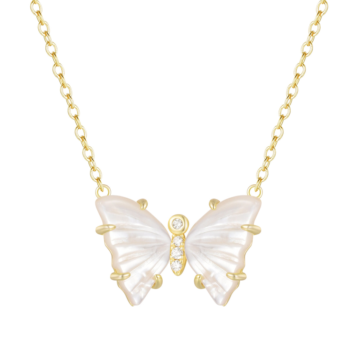 Pearl Butterfly Necklace With Prongs