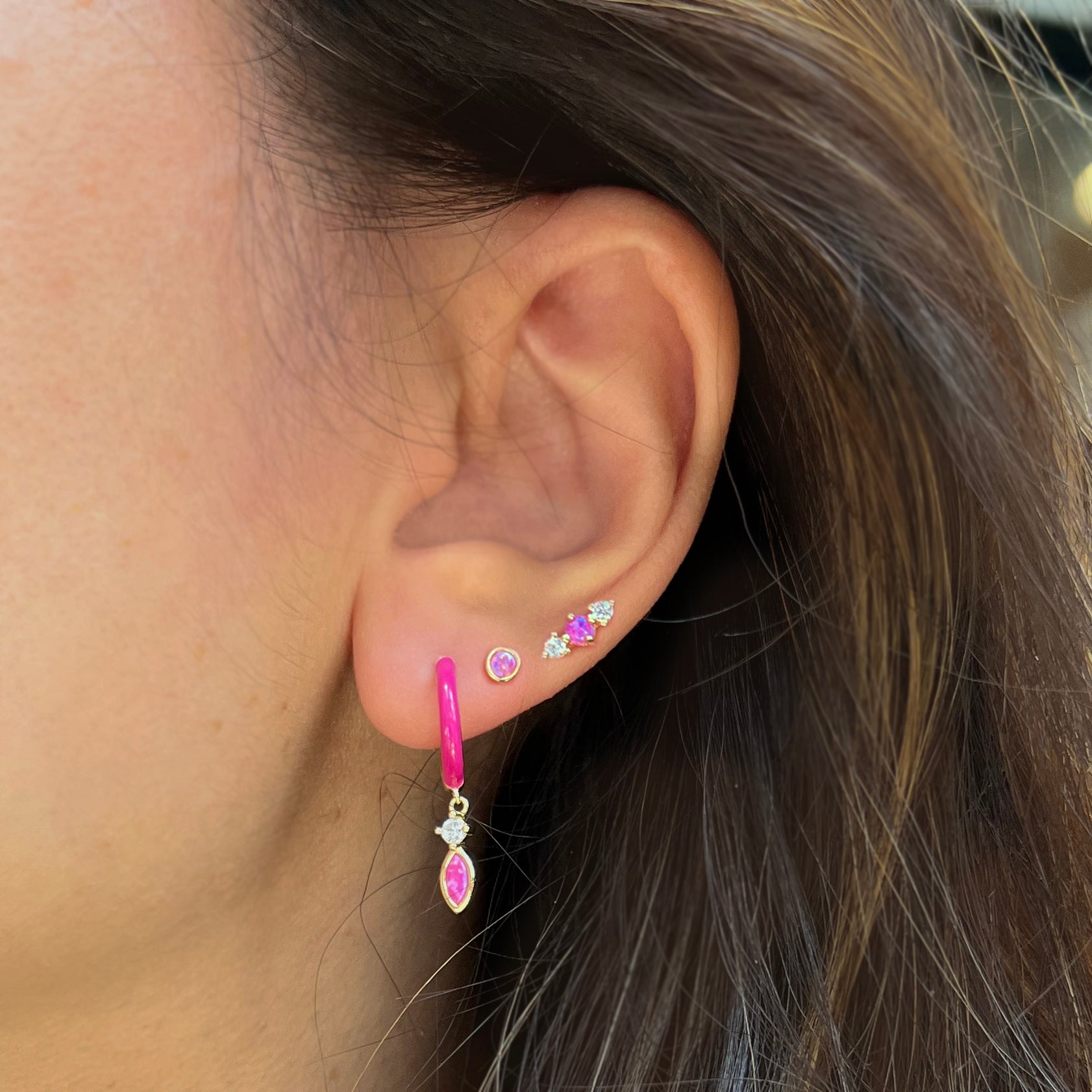 stars align opal cluster stud earrings black gold