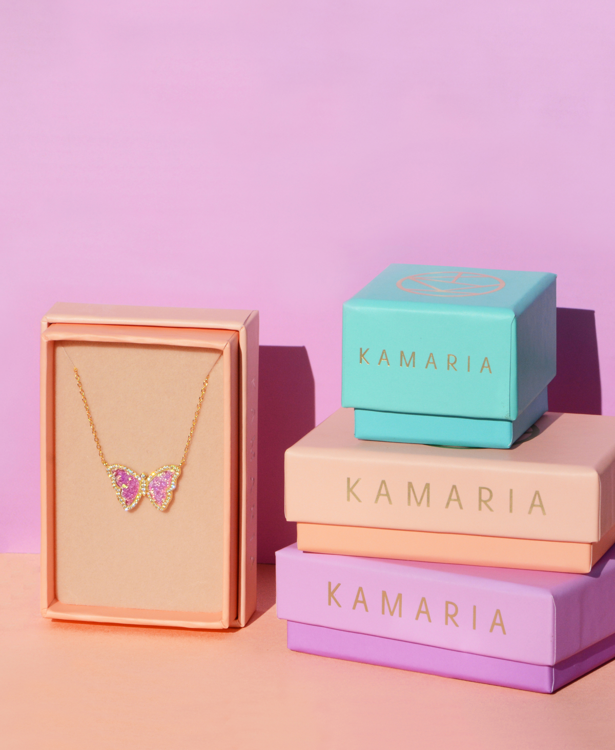 Opal Butterfly Necklace With Crystals