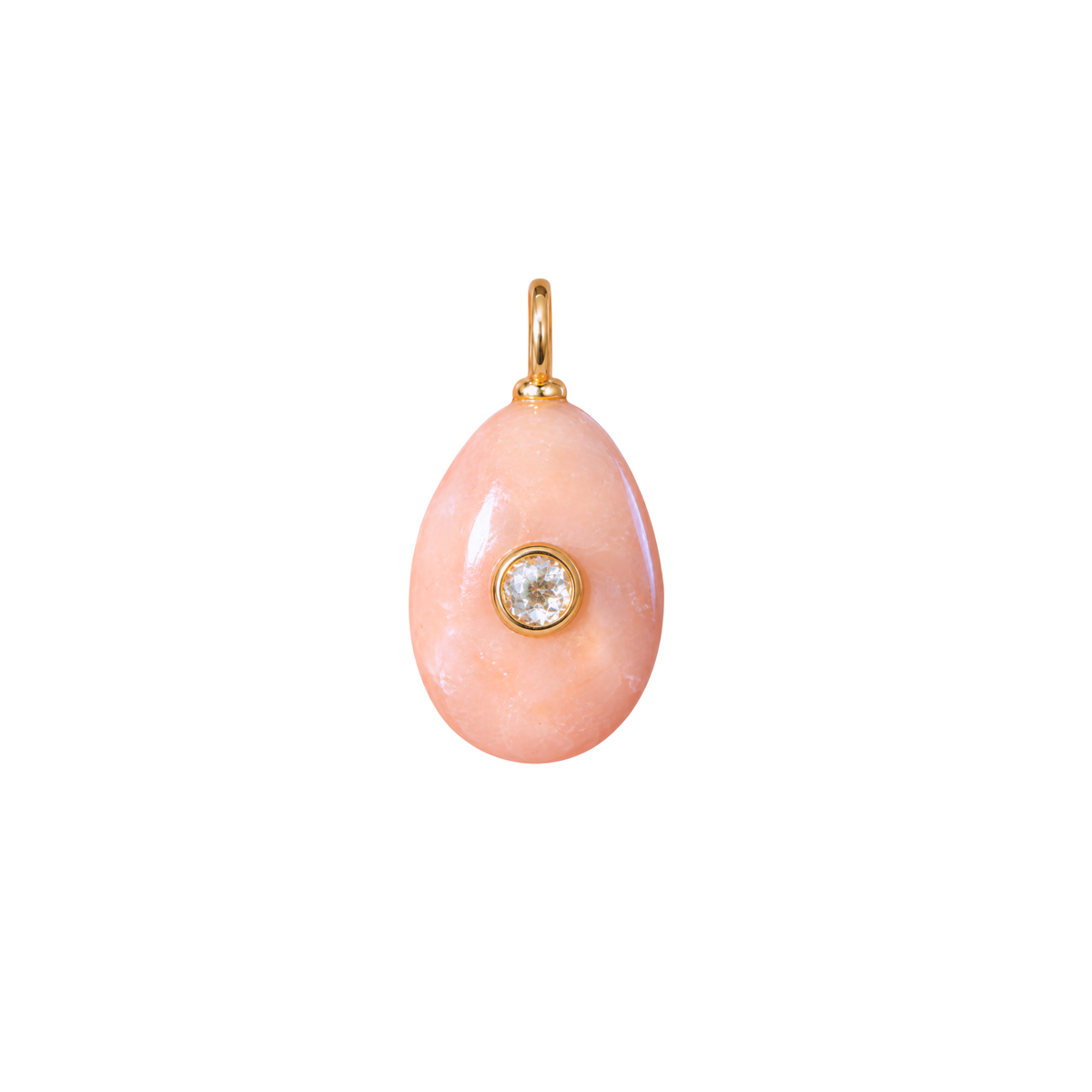 Pink Opal Gemstone Pendant With Topaz