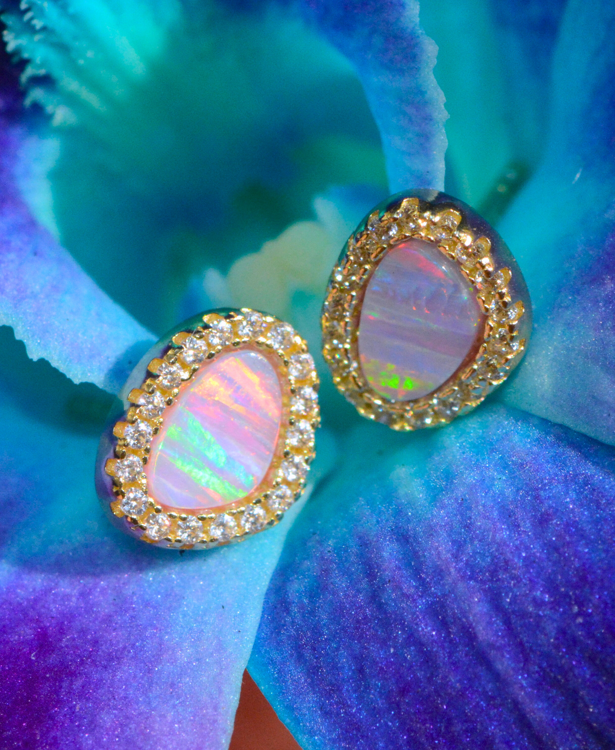 Opal Pebble Stud Earrings