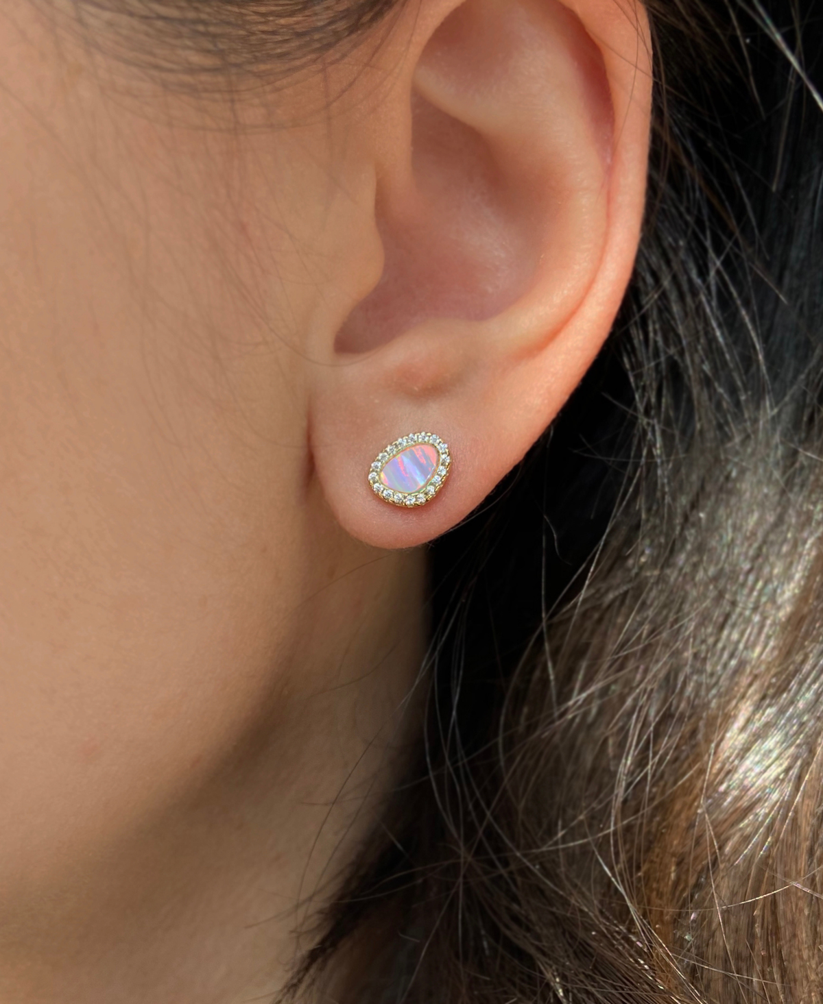 Opal Pebble Stud Earrings