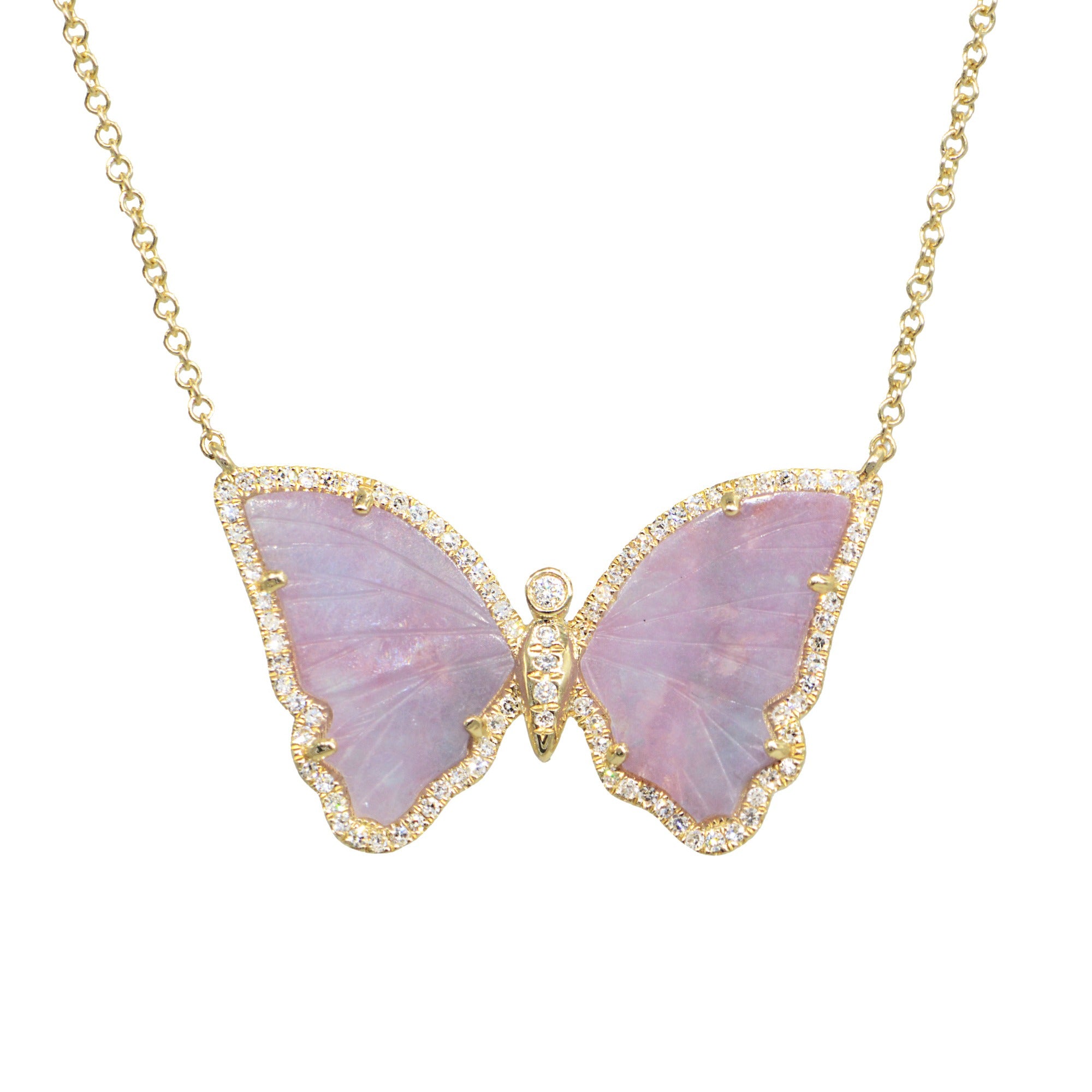 Purple Paraiba Tourmaline Butterfly Necklace with Diamonds