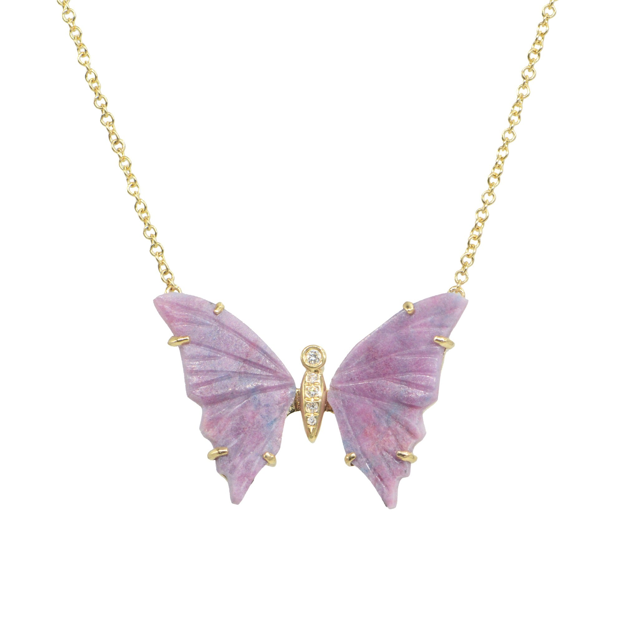 Purple Paraiba Tourmaline Butterfly Necklace with Prongs