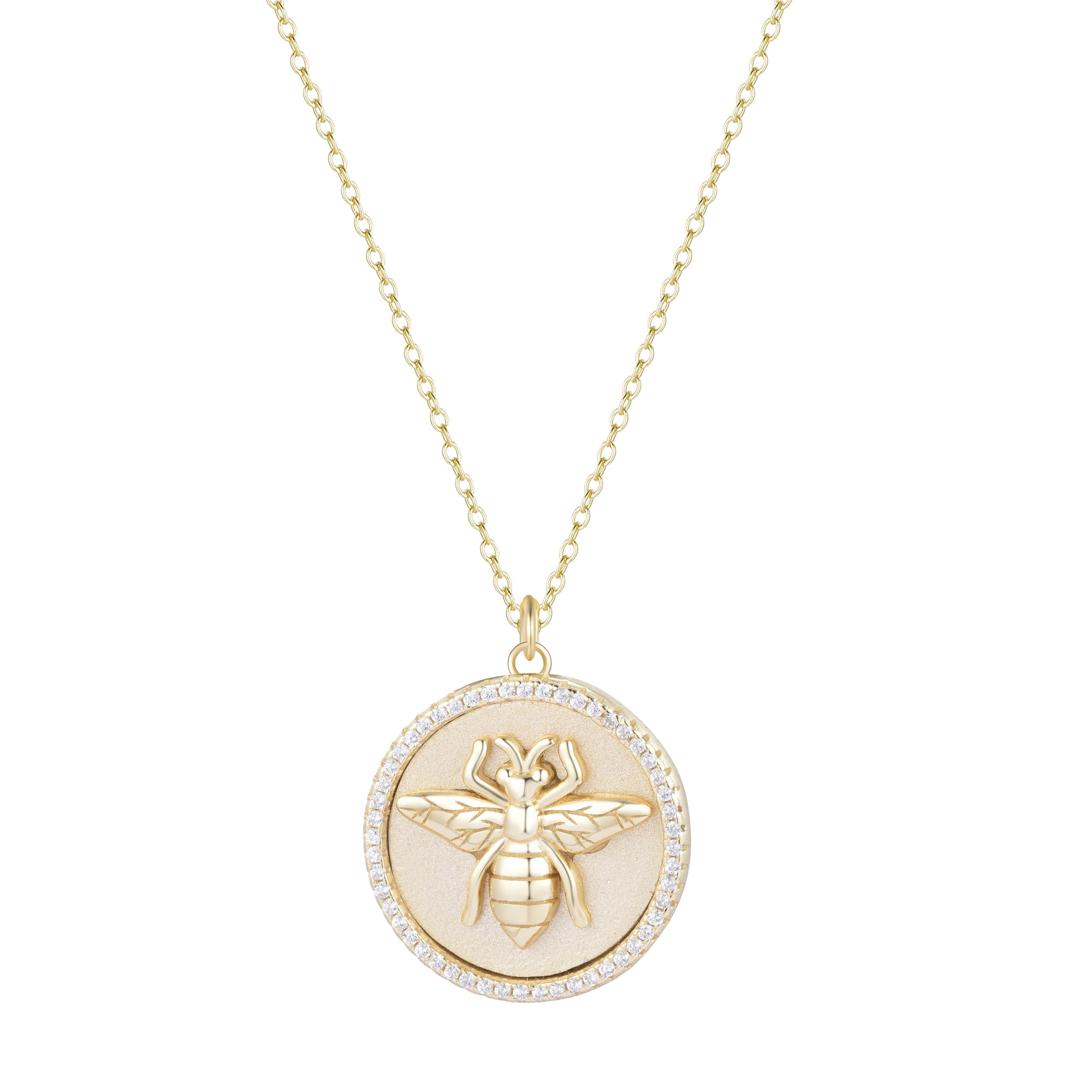 queen bee medallion charm necklace simple chain