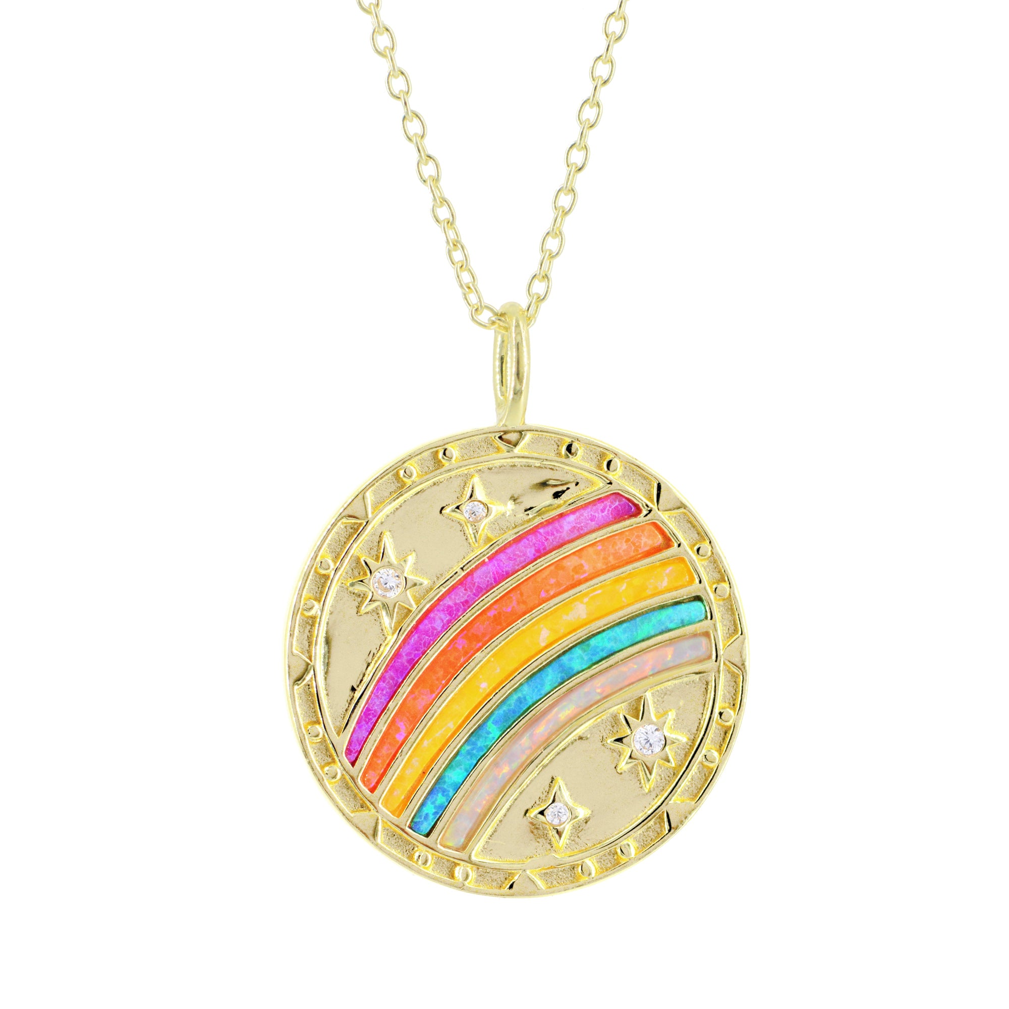 rainbow hope medallion necklace opal