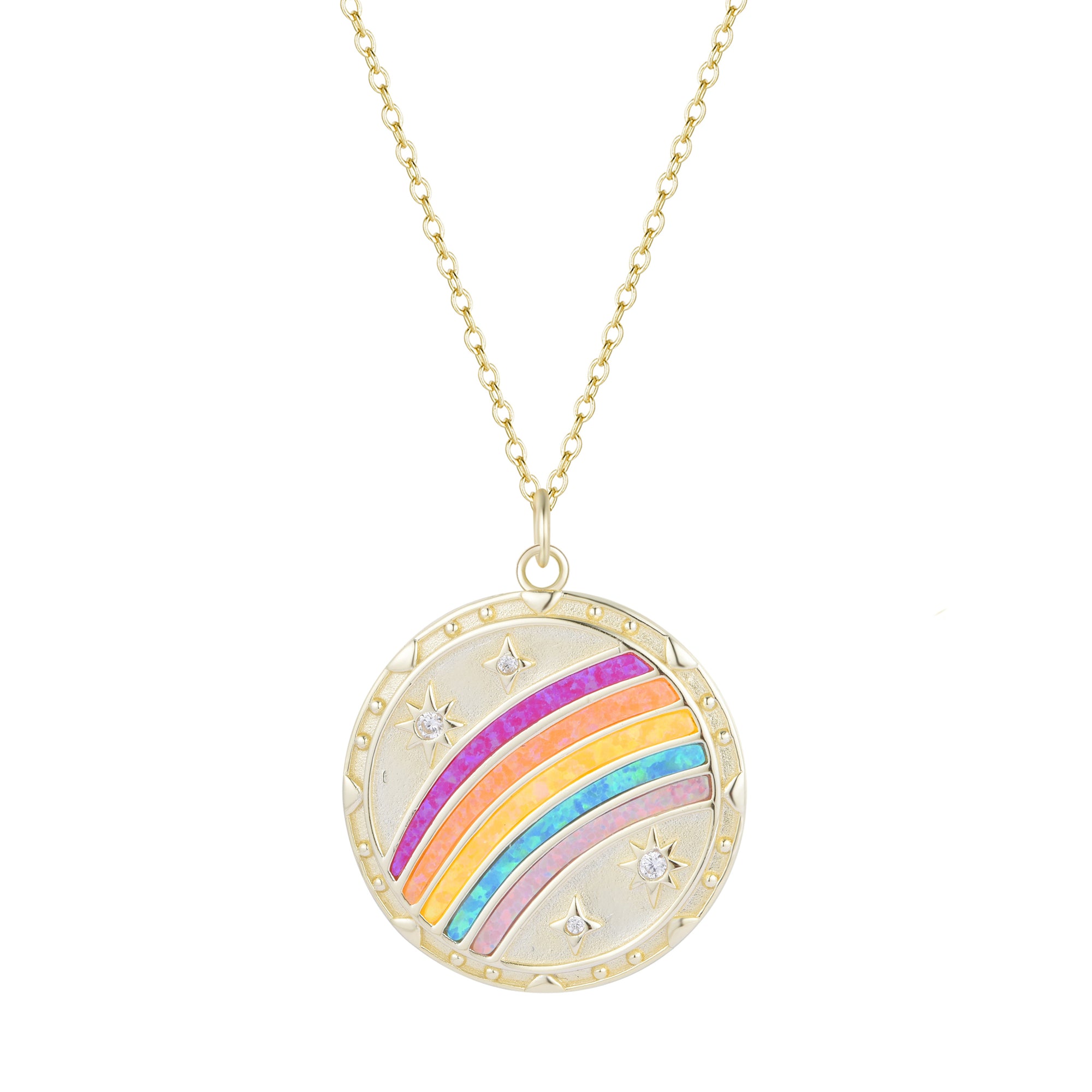 rainbow opal medallion necklace hope