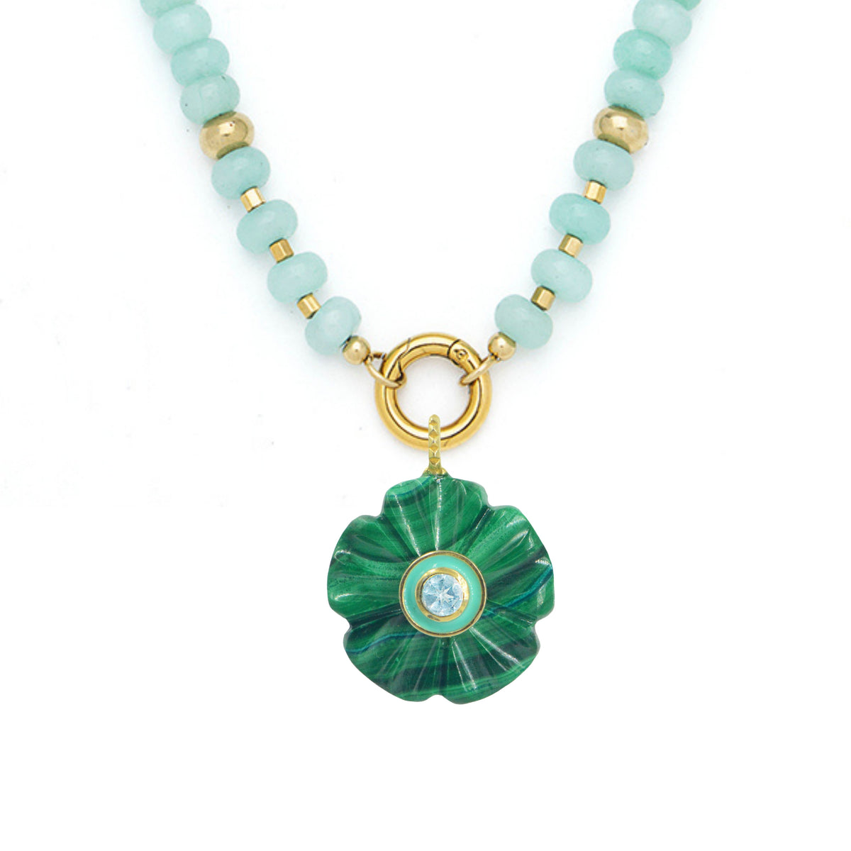 Gemstone Necklace With Malachite Pendant
