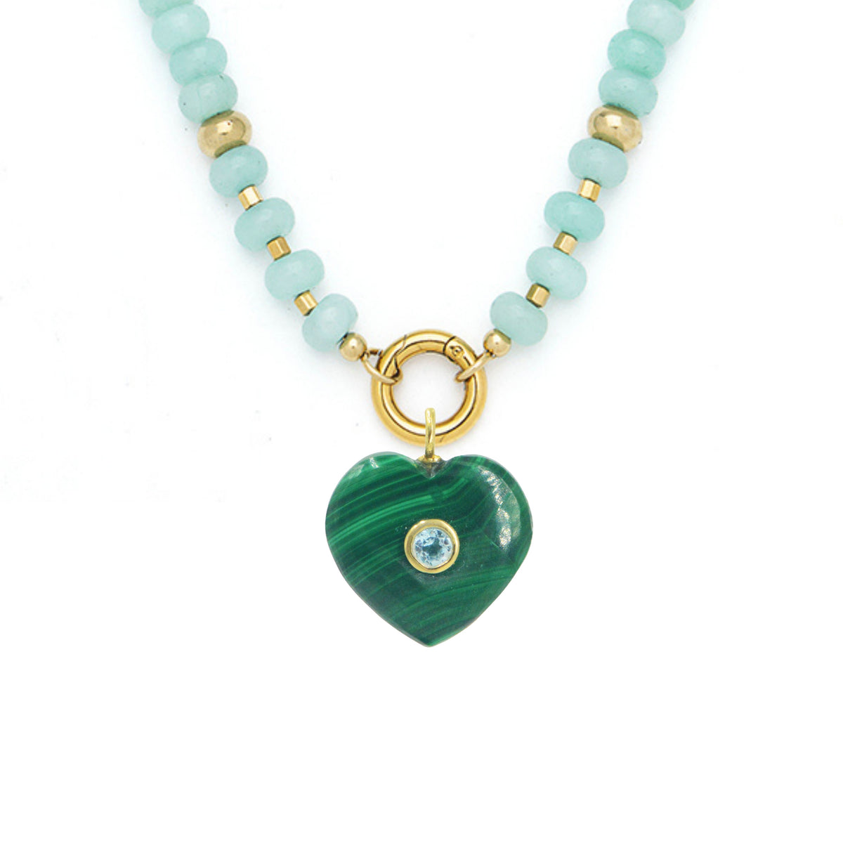 Gemstone Necklace With Malachite Pendant