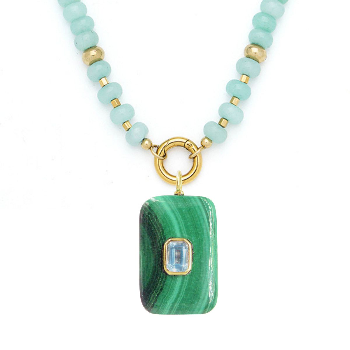 Gemstone Necklace With Malachite Pendant