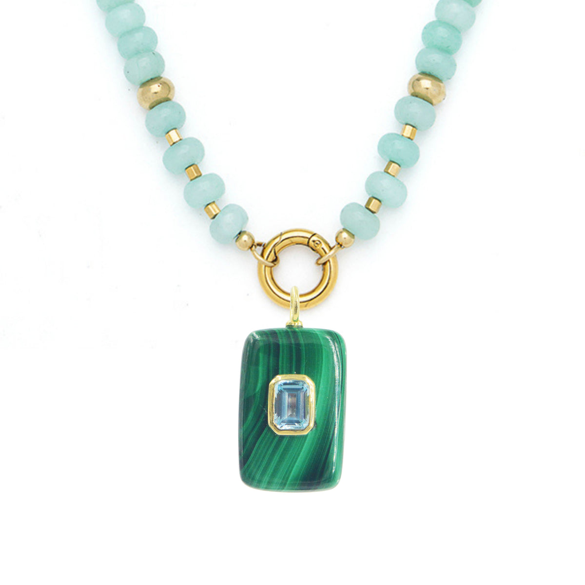 Gemstone Necklace With Malachite Pendant