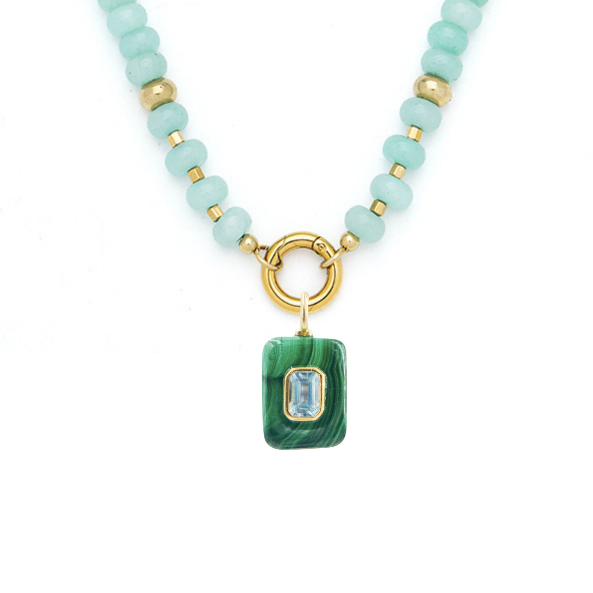 Gemstone Necklace With Malachite Pendant