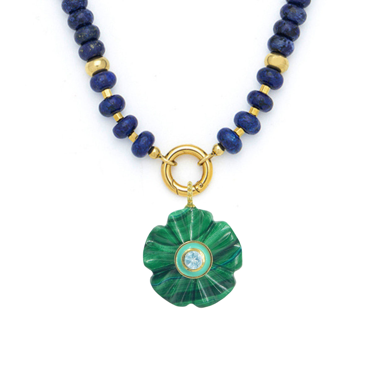 Gemstone Necklace With Malachite Pendant